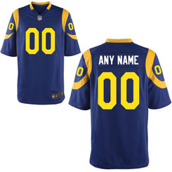St Louis Rams Customized Youth Blue Game Jersey - Click Image to Close